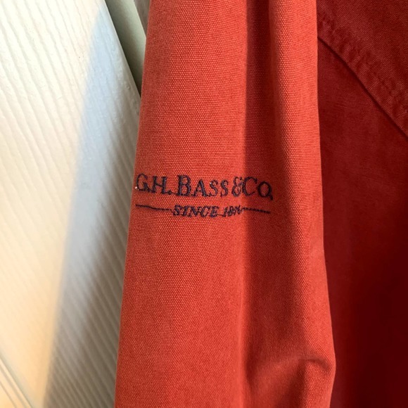G.H Bass Red‎ Snap Zip Quarter Neck Pullover Jacket Size Large - Picture 8 of 9